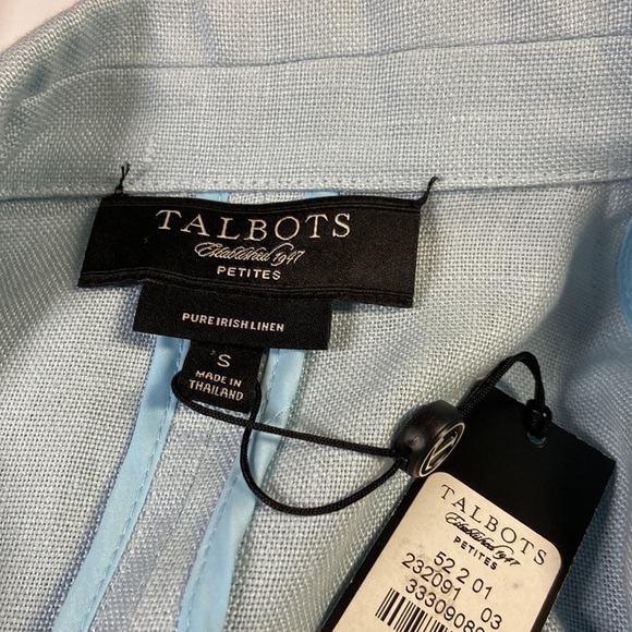 Talbots Pure Irish Linen Open Front Blazer Jacket Baby Blue Sz Petite Small NWT - Picture 4 of 5